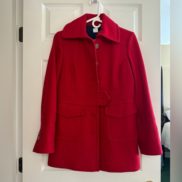J.Crew Red Wool Pea Coat – Size 4 - Picture 4 of 6